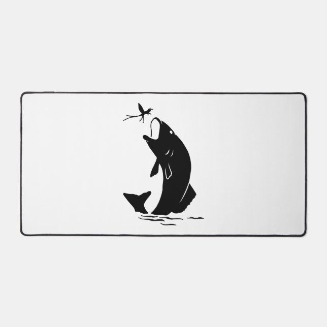 Fly Fishing Fish Jump Larvea Hook Fisherman Gift Desk Mat (Front)