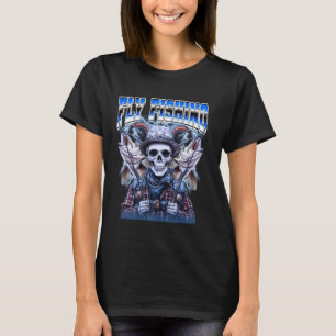Fly Fishing Fisher Skull 90s Bootleg Style T-Shirt