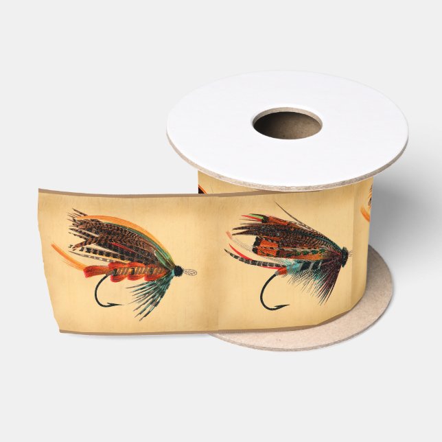 Fly Fishing Flies Ribbon Satin Ribbon (Spool)