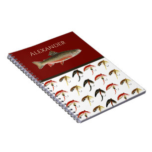 Fly Fishing Flies Rustic Salmon Notebook