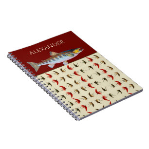 Fly Fishing Flies Rustic Salmon Notebook