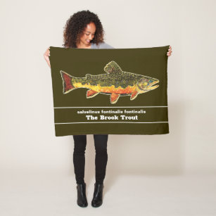 Fly Fishing for a Brookie - Brook Trout Fisherman Fleece Blanket