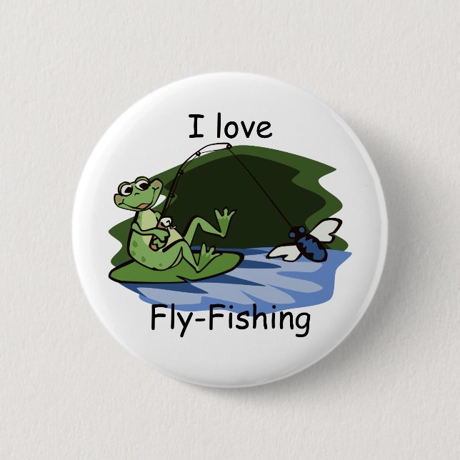 Fly Fishing Frog Button (Front)