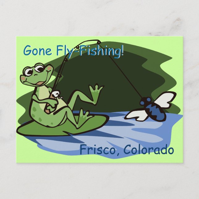 Fly-Fishing Frog Postcard (Front)