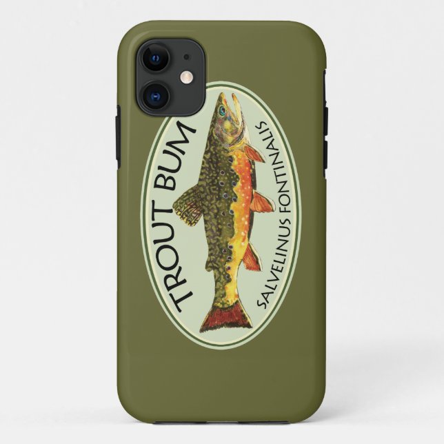 Fly Fishing Funny TROUT BUM Case-Mate iPhone Case (Back)
