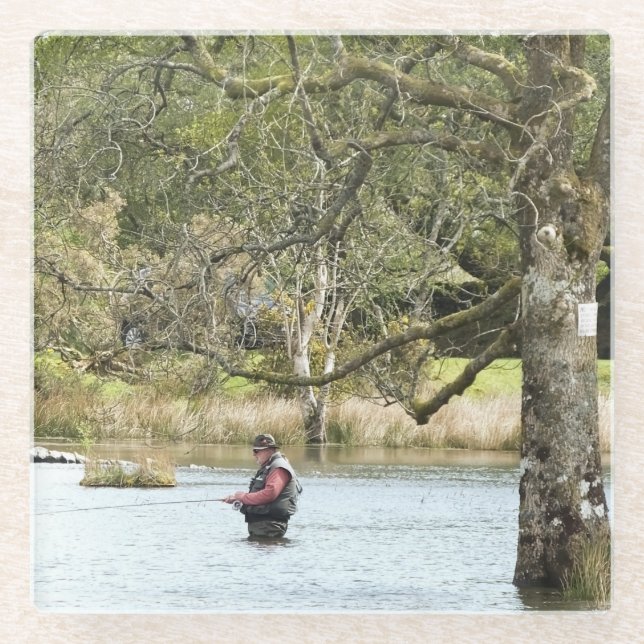 FLY FISHING GLASS COASTER (Front)