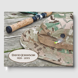 Fly Fishing Hat and Lure for Memorial Service Guest Book