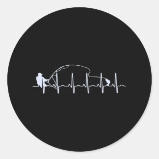 Fly Fishing Heartbeat Fish EKG Trout Fishing Classic Round Sticker