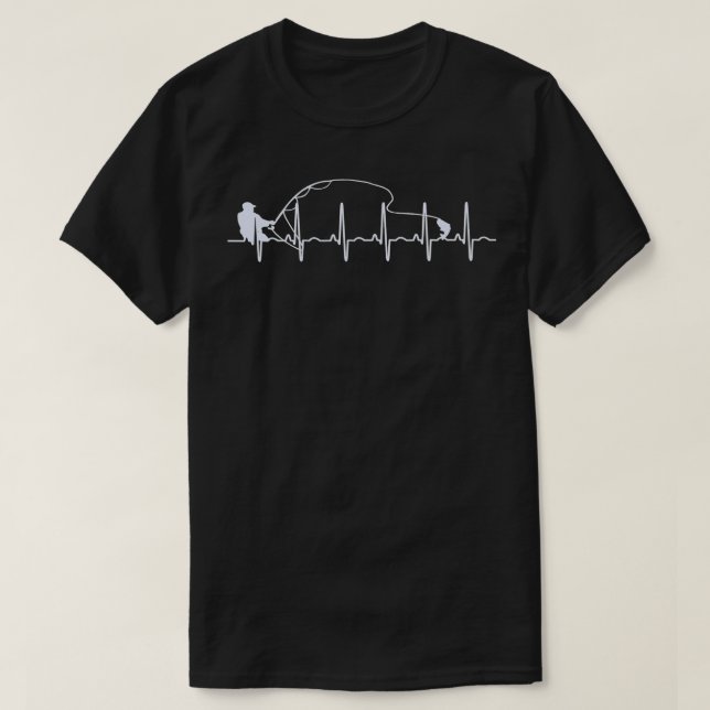 Fly Fishing Heartbeat Fish EKG Trout Pulseline Fis T-Shirt (Design Front)