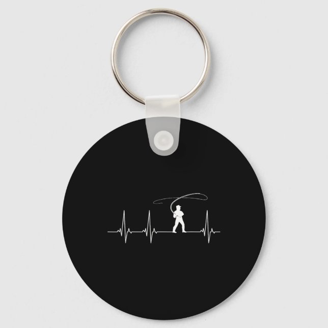 Fly Fishing Heartbeat  Keychain (Front)