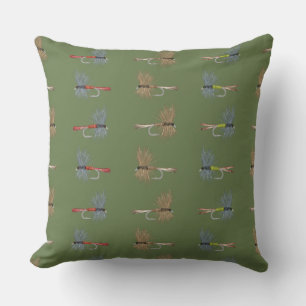Fly Fishing Hooks Throw Pillow