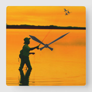Fly Fishing image for Square-Wall-Clock Square Wall Clock