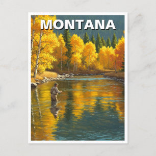Fly Fishing in Montana Yellowstone river Postcard