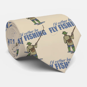 Fly Fishing in Waders Fisherman Tan Beige Tie