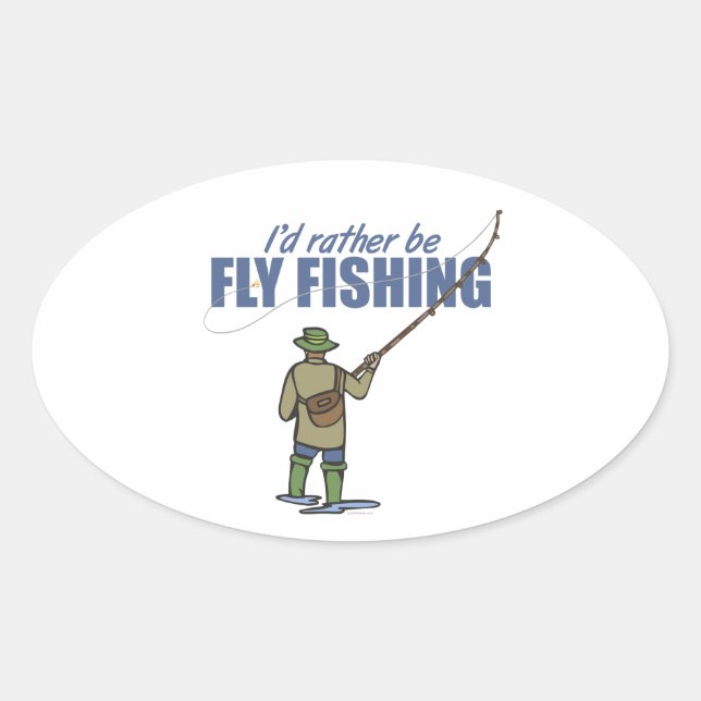 Fly Fishing in Waders Oval Sticker (Front)
