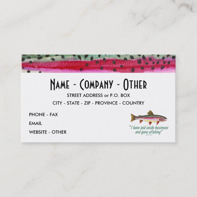 Fly Fishing - Izaak Walton Business Card (Front)