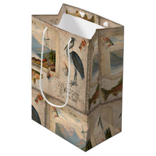 Fly Fishing Lake Trout Vintage Fish Decoupage Art Medium Gift Bag