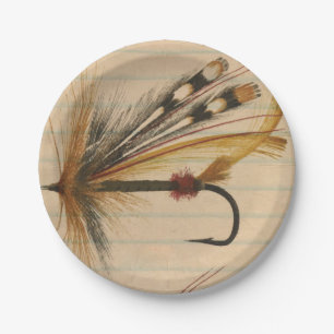 Fly Fishing Lure on Lined Paper Plate