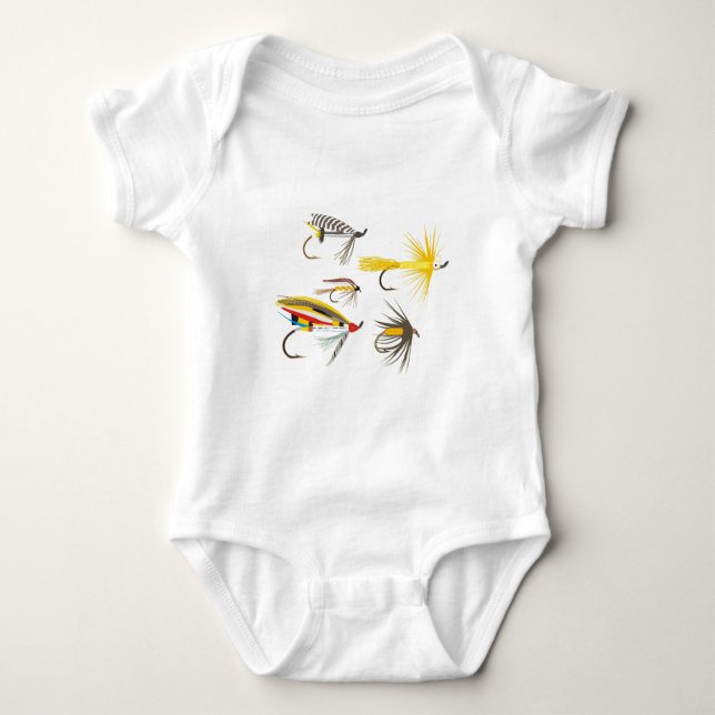 Fly Fishing Lures Baby Bodysuit (Front)