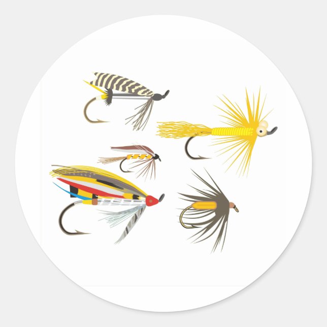 Fly Fishing Lures Classic Round Sticker (Front)