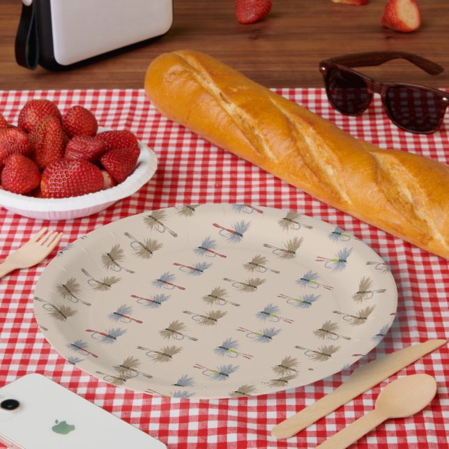 Fly Fishing Lures  Paper Plate (Picnic)
