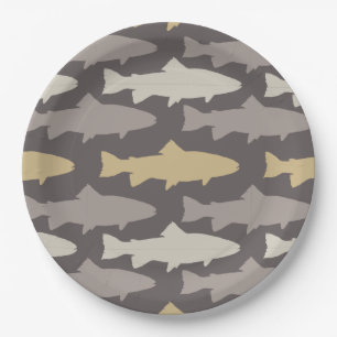 Fly Fishing Lures Pattern Paper Plate