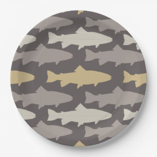 Fly Fishing Lures Pattern Paper Plate