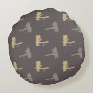 Fly Fishing Lures Pattern Round Pillow