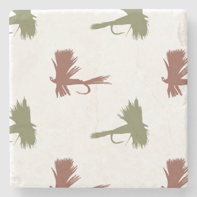 Fly Fishing Lures Pattern Stone Coaster (Front)
