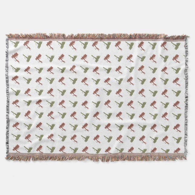 Fly Fishing Lures Pattern Throw Blanket (Front)