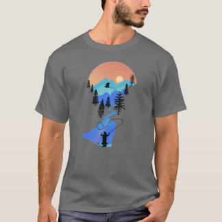 Fly Fishing Mountain Sunset friends T-Shirt