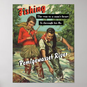 Fly Fishing on the Pemigewasset River Vintage Poster