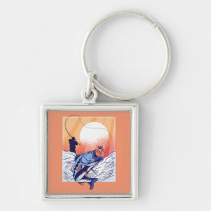 Fly Fishing Perch  Keychain