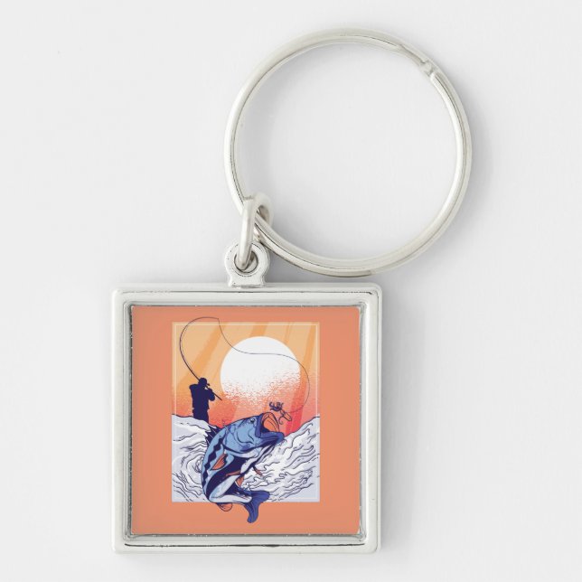 Fly Fishing Perch  Keychain (Front)