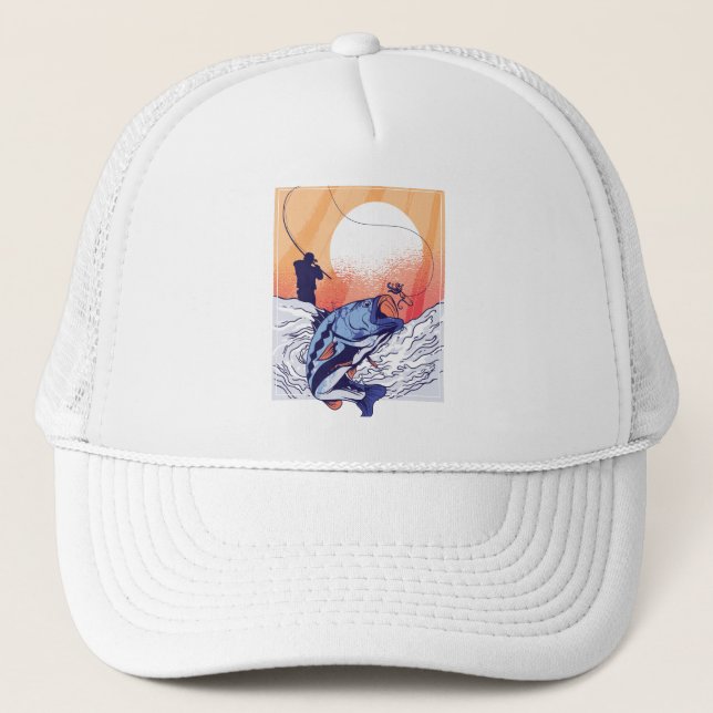 Fly Fishing Perch  Trucker Hat (Front)