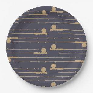 Fly Fishing Rods Pattern Paper Plate