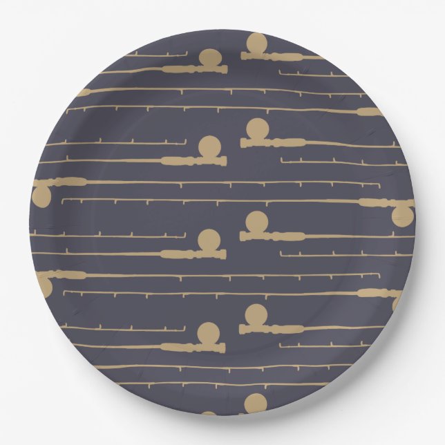 Fly Fishing Rods Pattern Paper Plate (Front)