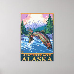 Fly Fishing Scene - Anchorage, Alaska Canvas Print