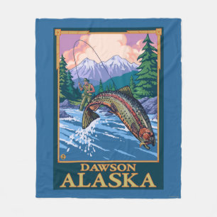 Fly Fishing Scene - Dawson, Alaska Fleece Blanket