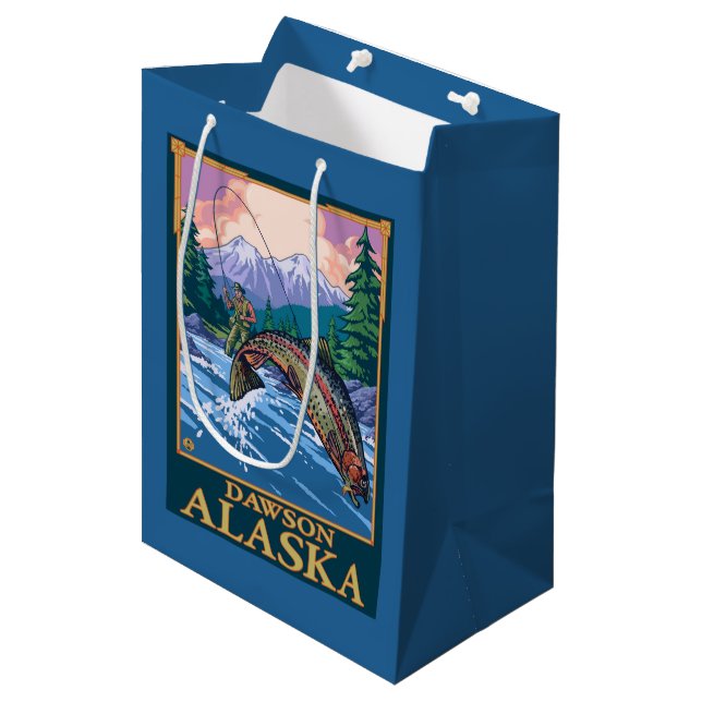 Fly Fishing Scene - Dawson, Alaska Medium Gift Bag (Front Angled)