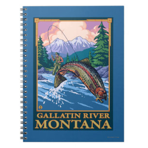 Fly Fishing Scene - Gallatin River, Montana Notebook