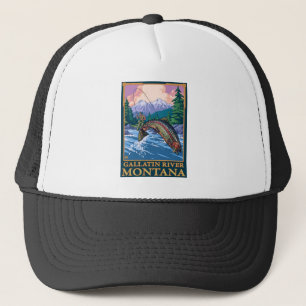 Fly Fishing Scene - Gallatin River, Montana Trucker Hat