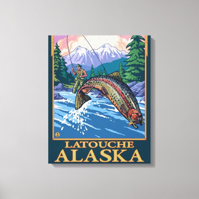 Fly Fishing Scene - Latouche, Alaska Canvas Print (Front)