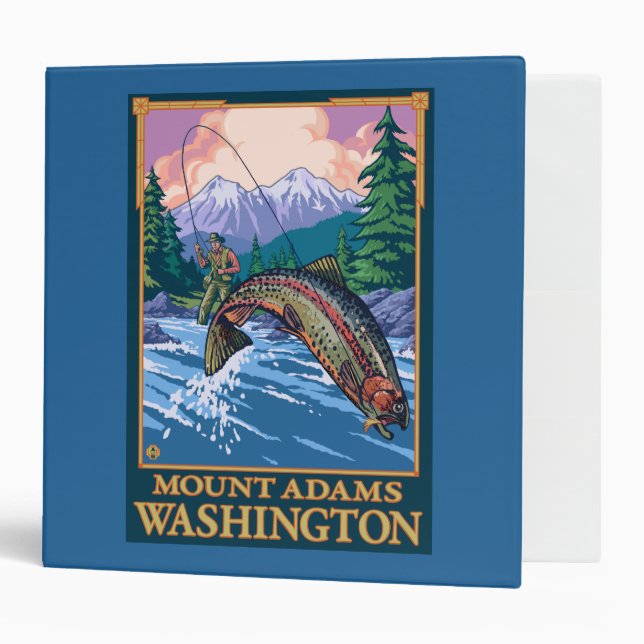 Fly Fishing Scene - Mount Adams, Washington Binder (Front/Inside)