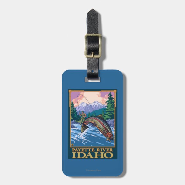 Fly Fishing Scene - Payette River, Idaho Luggage Tag (Front Vertical)