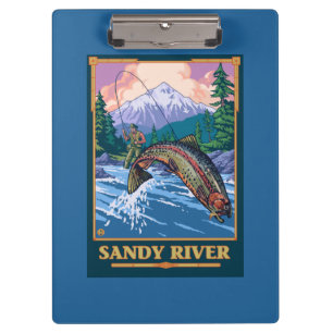 Fly Fishing Scene - Sandy River, Oregon Clipboard