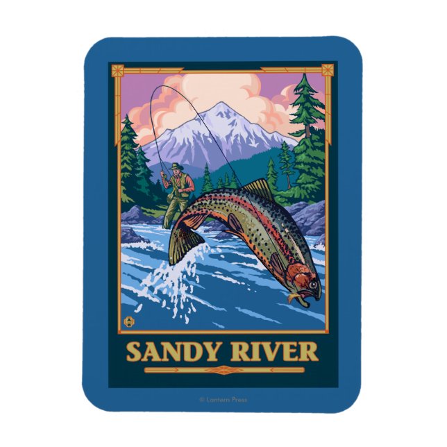 Fly Fishing Scene - Sandy River, Oregon Magnet (Vertical)