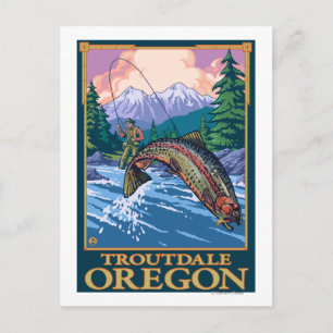 Fly Fishing Scene - Troutdale, Oregon Postcard