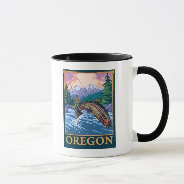 Fly Fishing Scene- Vintage Travel Poster Mug (Right)