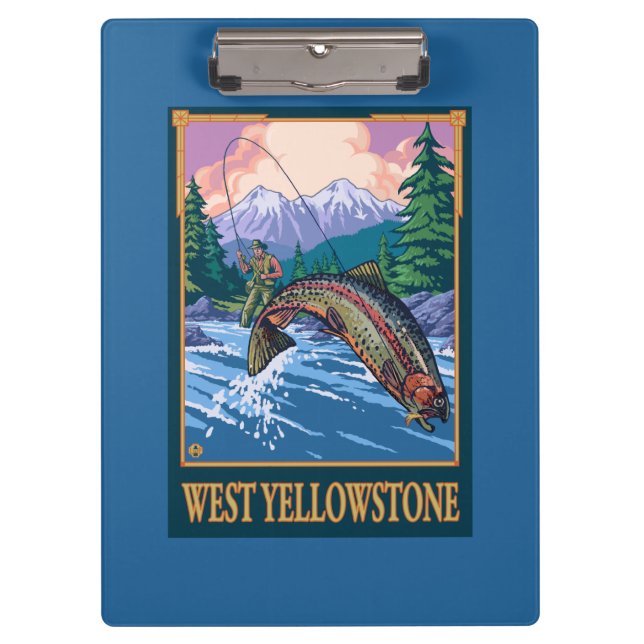Fly Fishing Scene - West Yellowstone Clipboard (Front)